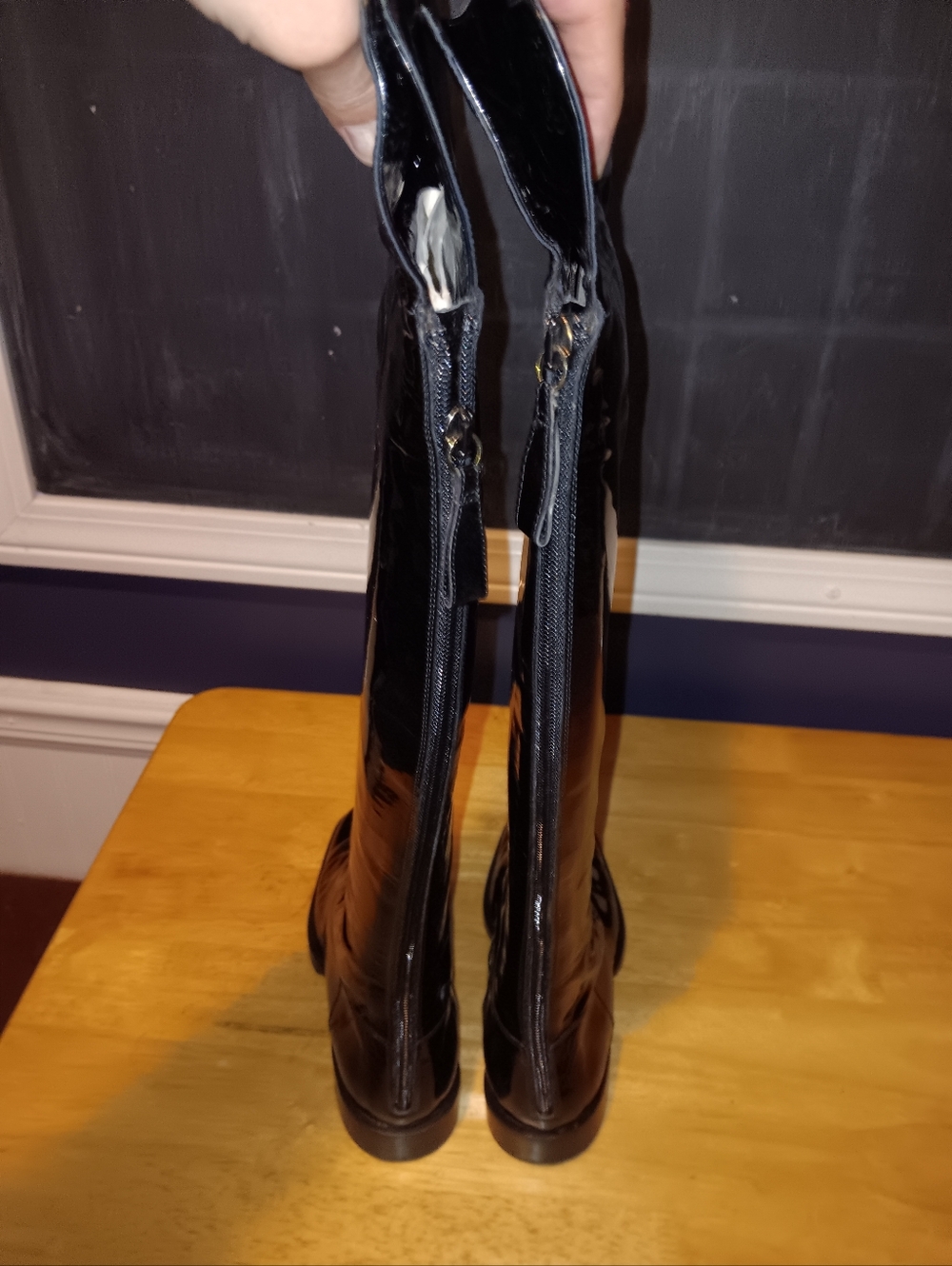 Chanel CC Patent Leather Knee High Zip Boots Size 35 - Picture 7 of 8
